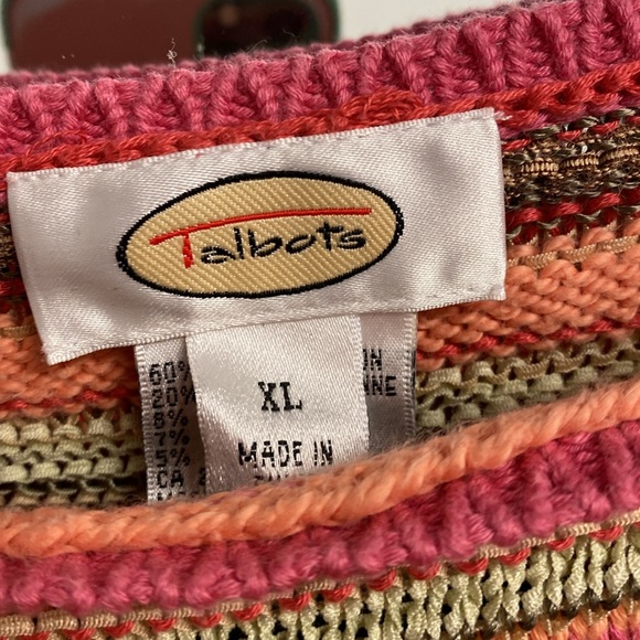 Talbots pink striped sweater - Picture 3 of 7